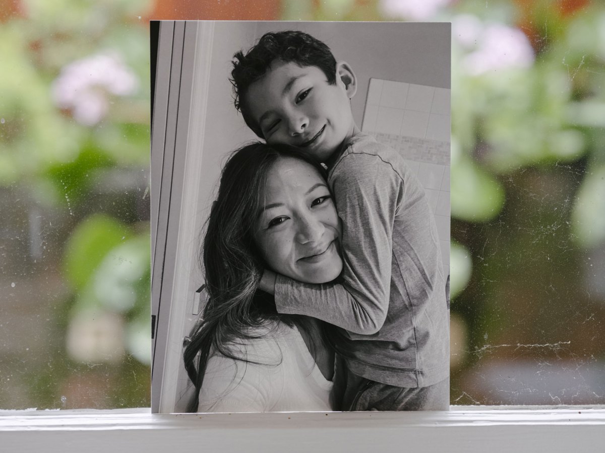 A photo of Leslie Hu and her son Pierce O’Loughlin.